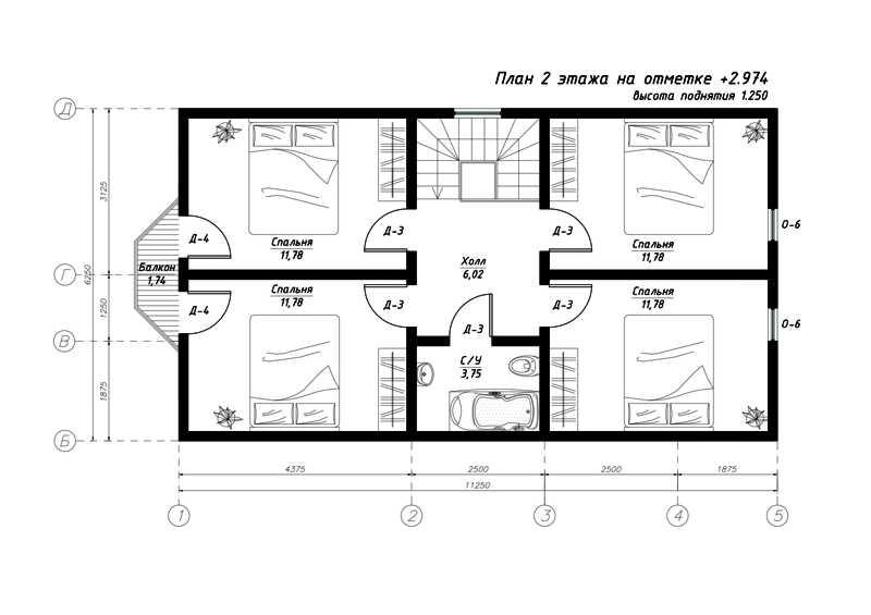 План второго этажа дома из СИП панелей  Алита