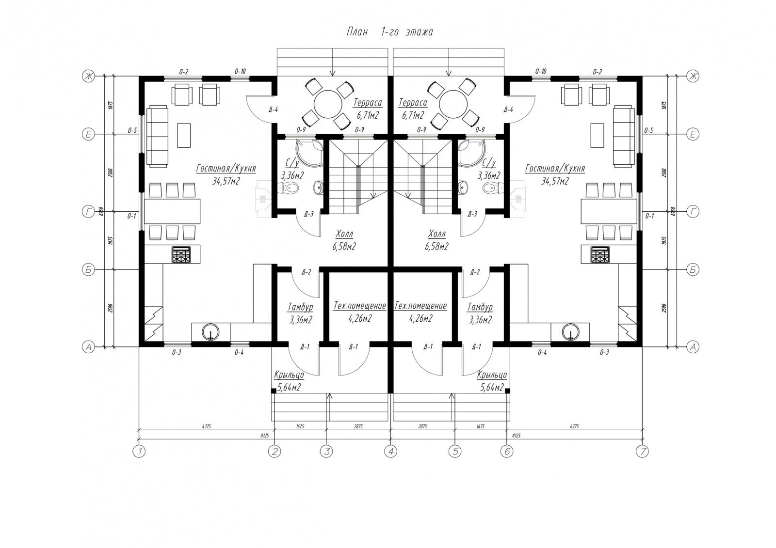 План первого этажа дома из СИП панелей Дуплекс Эдельвейс
