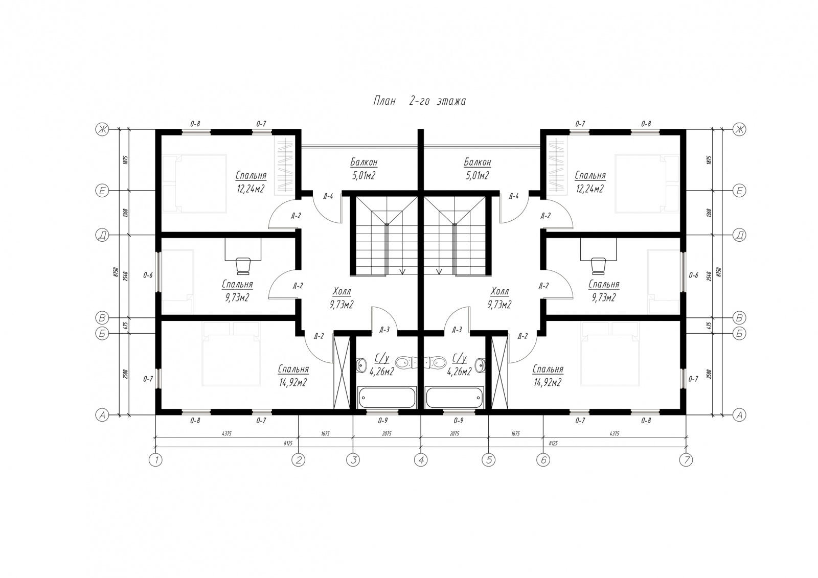 План второго этажа дома из СИП панелей  Дуплекс Эдельвейс