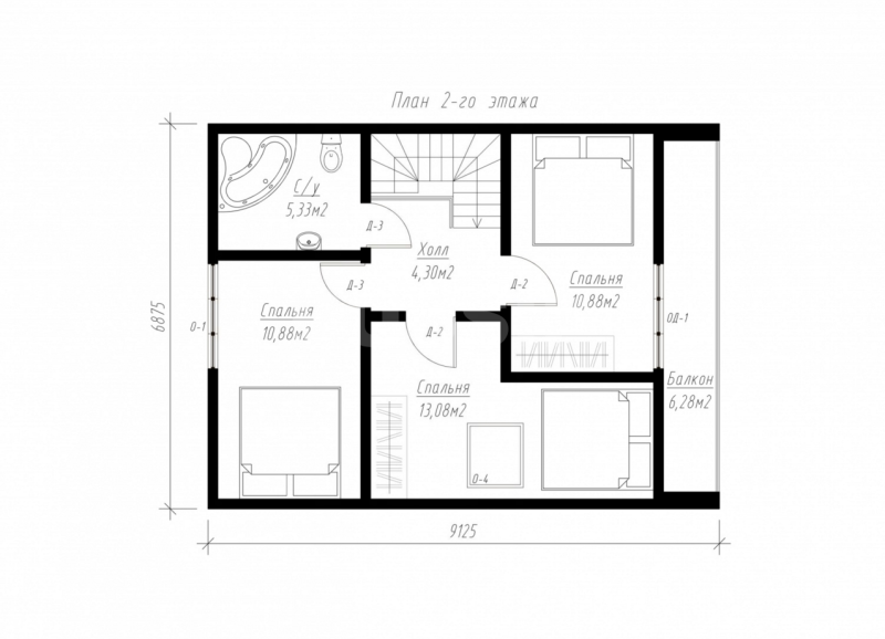 План второго этажа дома из СИП панелей  Лотос