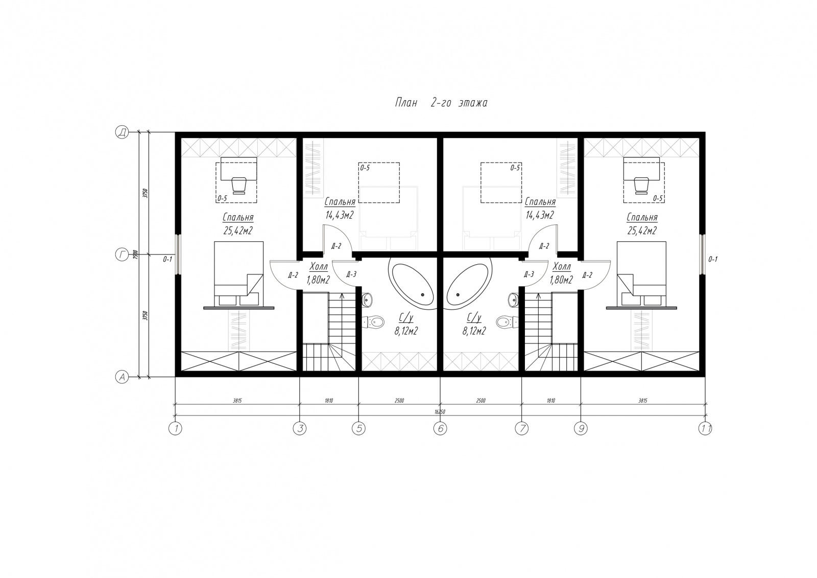 План второго этажа дома из СИП панелей  Дуплекс Мускари