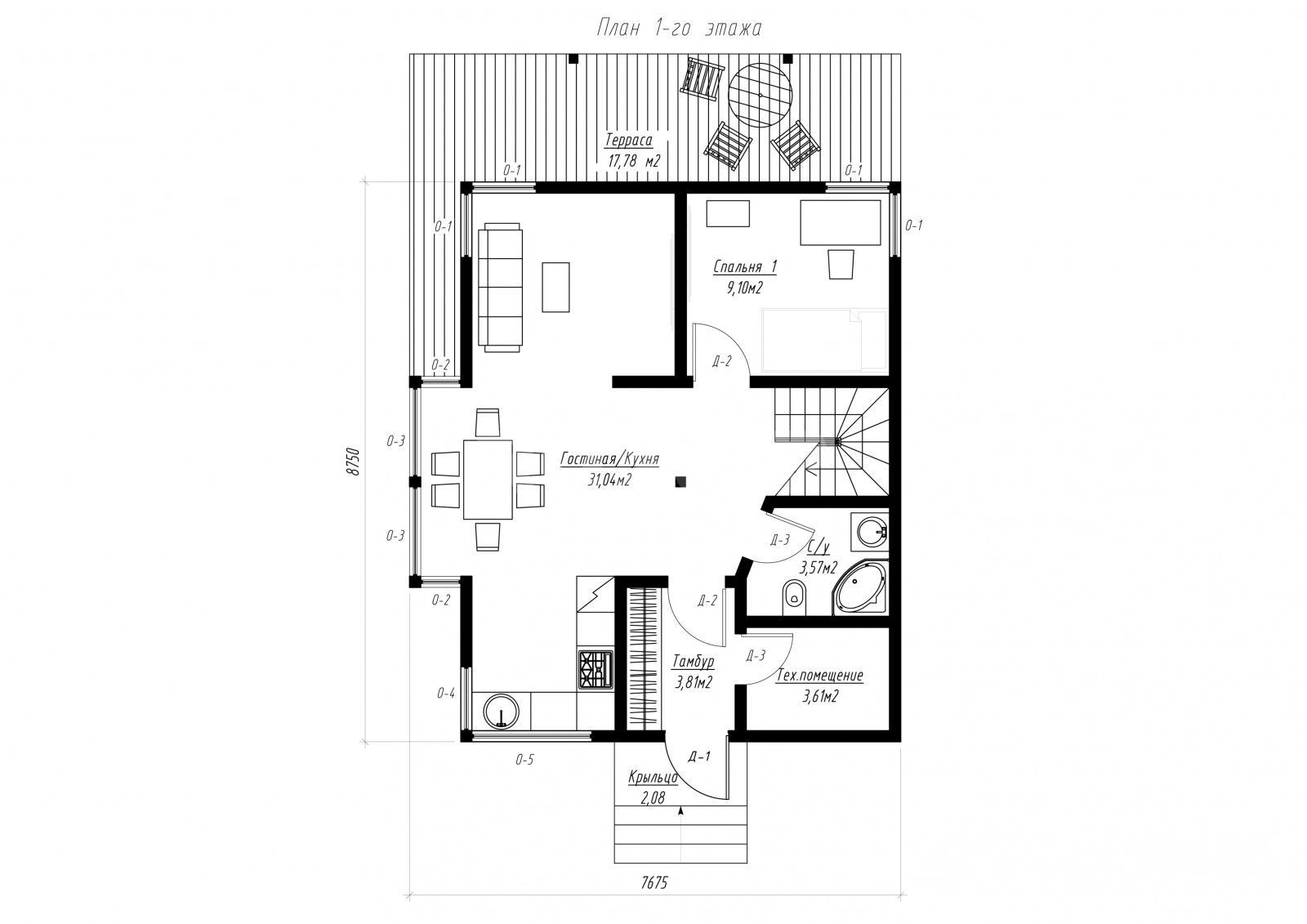 План первого этажа дома из СИП панелей Белфаст