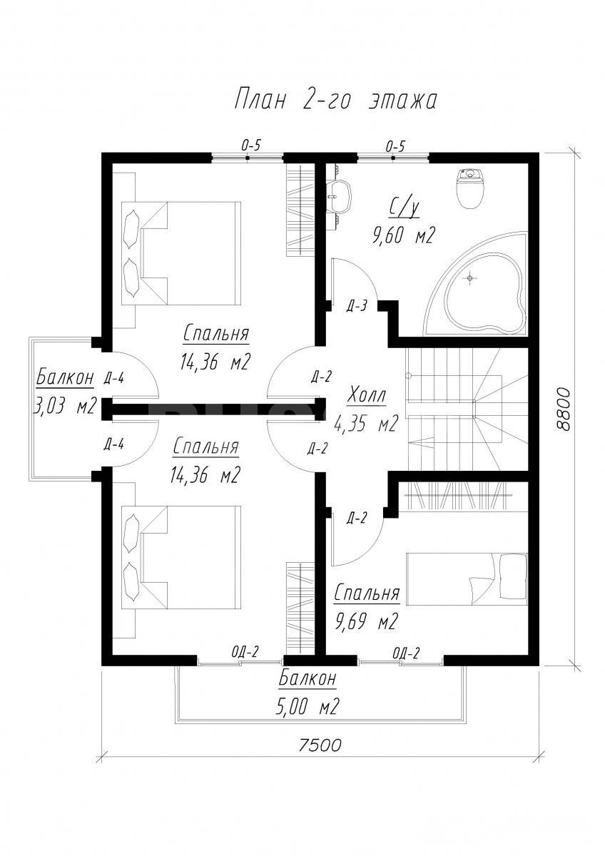 План второго этажа дома из СИП панелей  Челси
