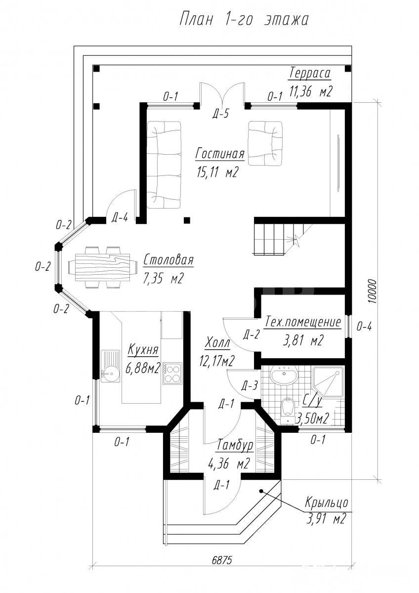 План первого этажа дома из СИП панелей Семейный