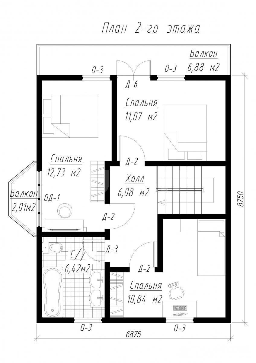 План второго этажа дома из СИП панелей  Семейный