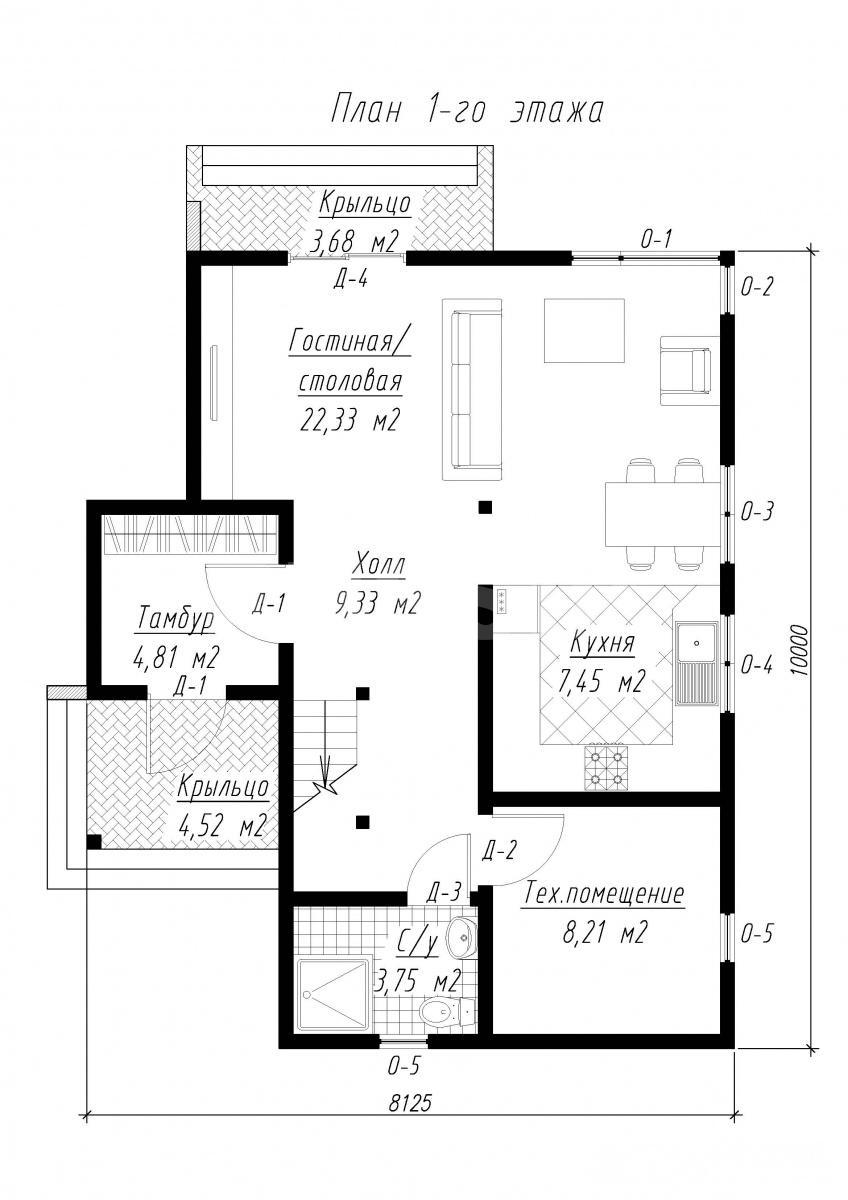 План первого этажа дома из СИП панелей Стоун