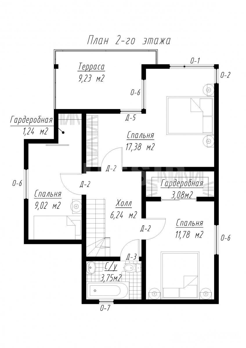План второго этажа дома из СИП панелей  Стоун