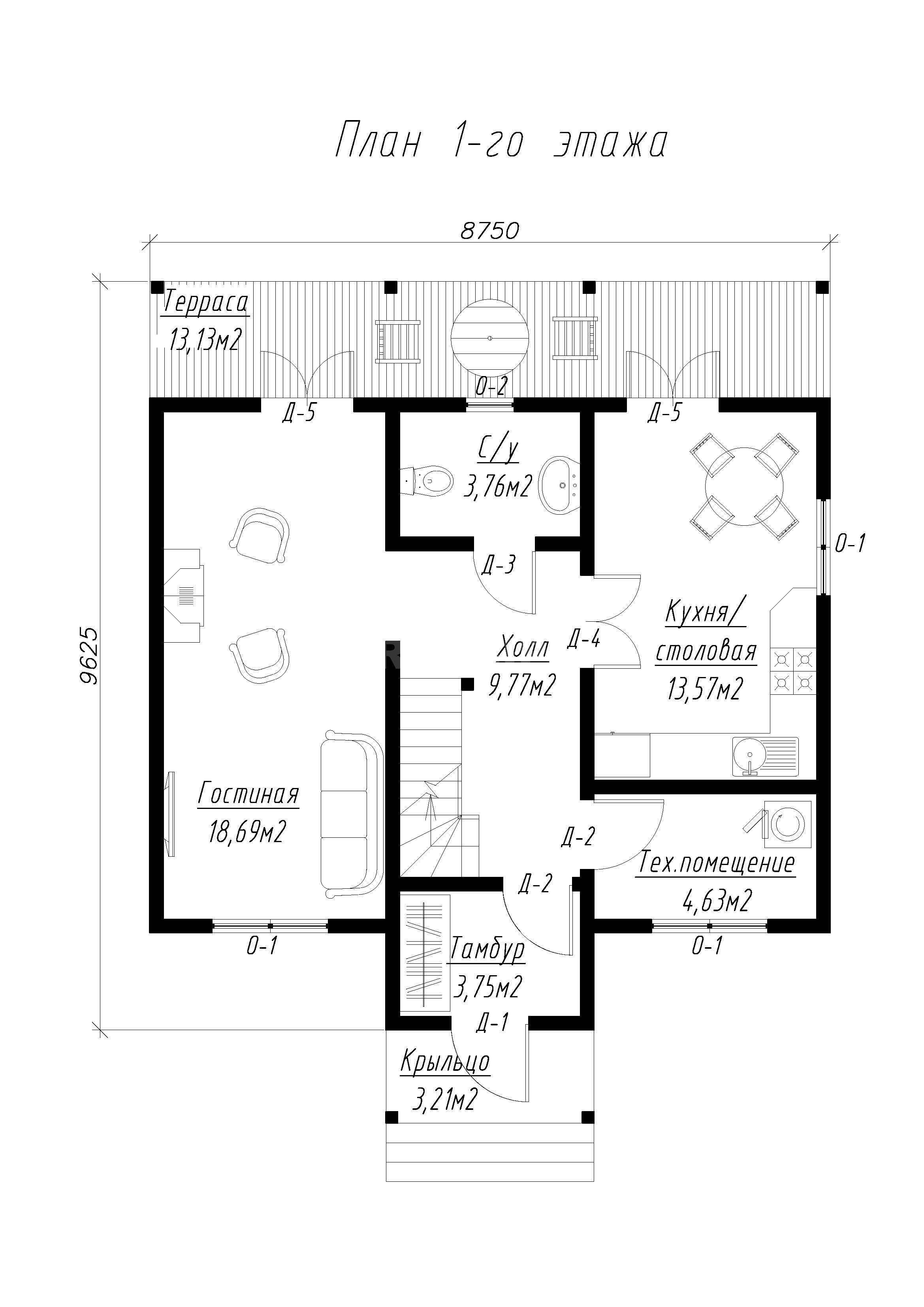 План первого этажа дома из СИП панелей Жардин