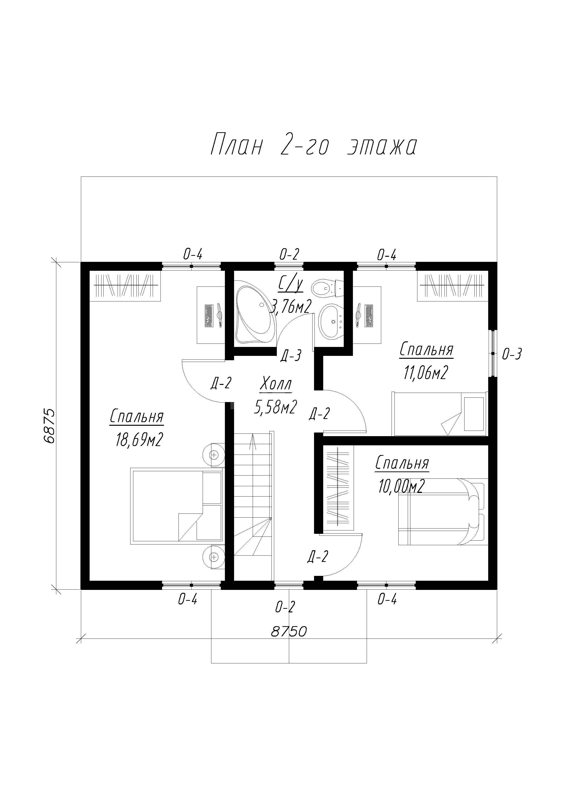 План второго этажа дома из СИП панелей  Жардин
