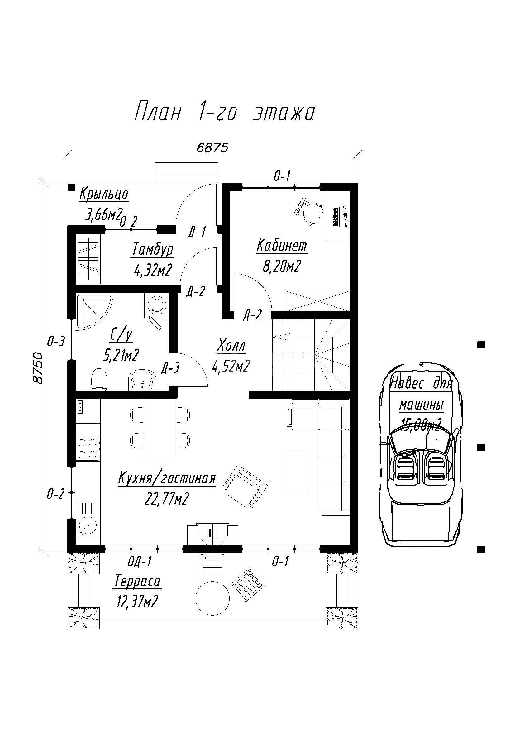 План первого этажа дома из СИП панелей Бриз