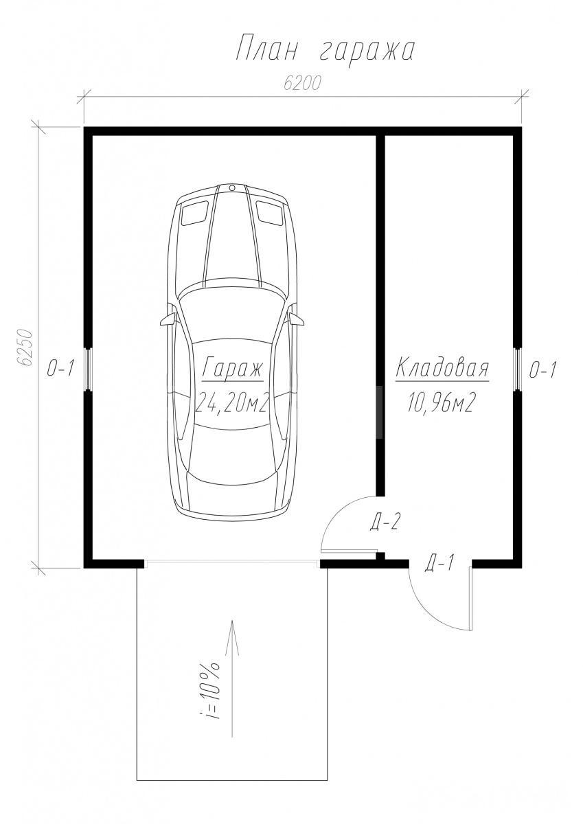 План первого этажа дома из СИП панелей Гараж №3